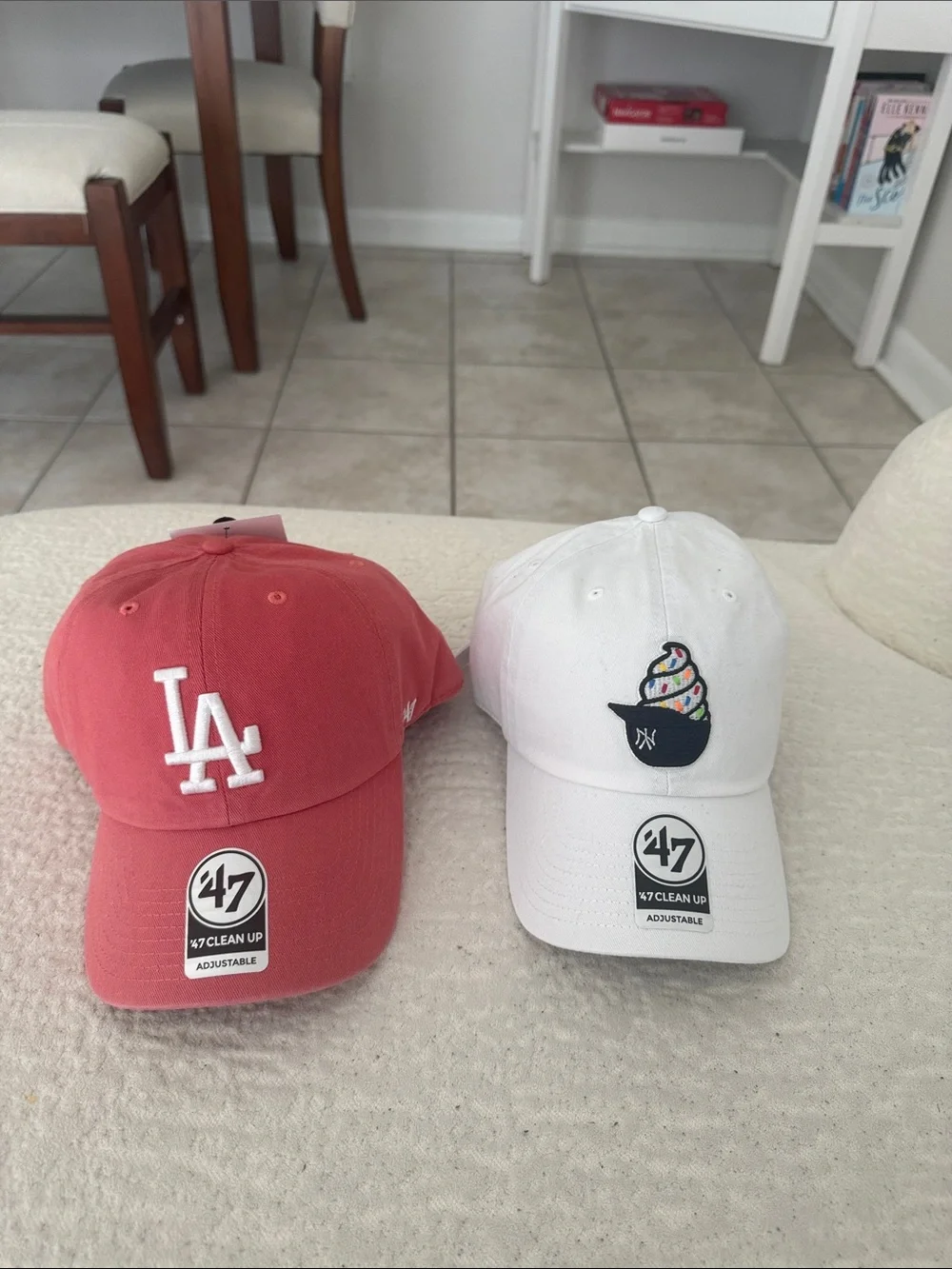 47 Kids LA Baseball Cap Duo - Red and White